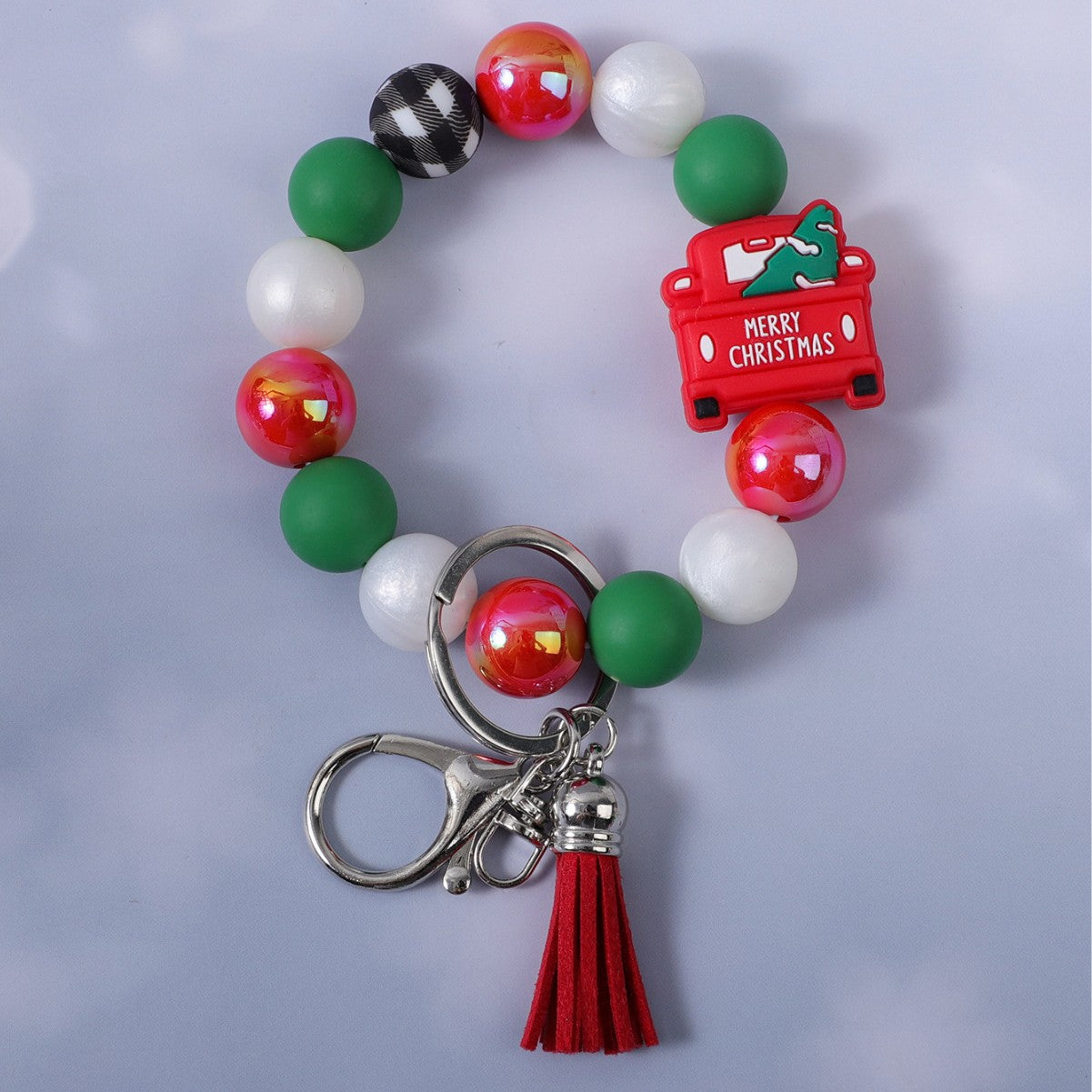 Wholesale Christmas Cute Silicone Beaded Keychain Bag Pendant Accessories Christmas Gift